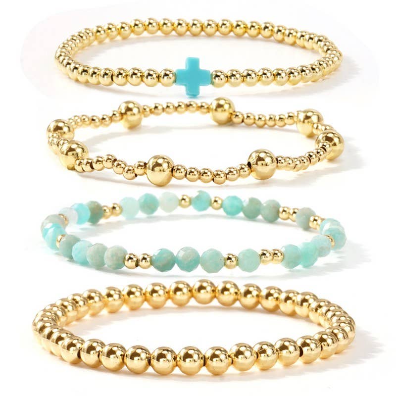 PRAISE THE LORD BRACELET STACK ( TURQUOISE)
