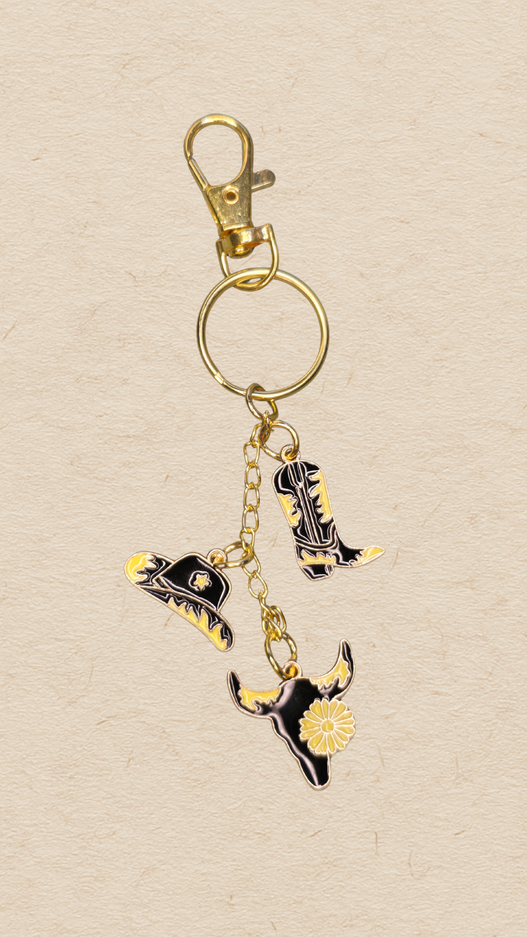Yellow Daisy Cowgirl Bag Charm / Keychain